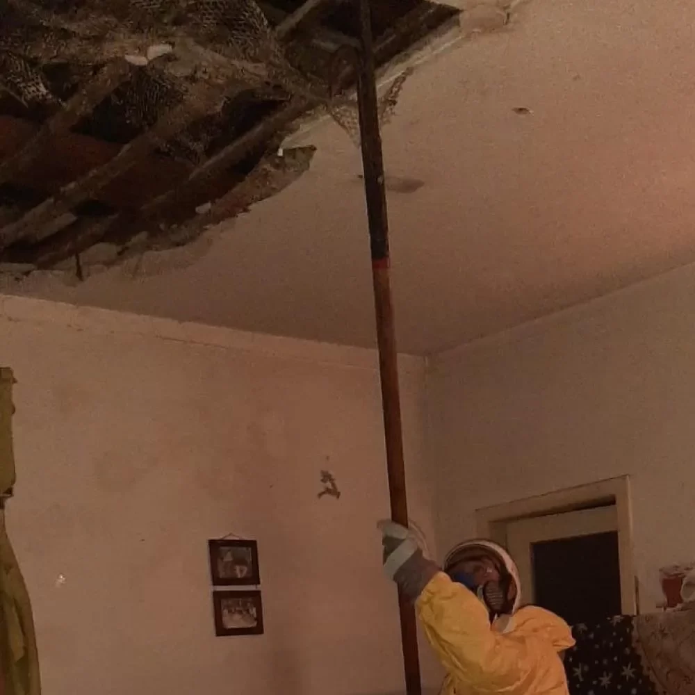 Una mujer y a su hija se le cayó el cielo raso del techo encima por las filtraciones de agua y milagrosamente resultaron ilesas