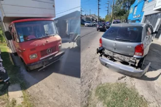 Camión chocó auto