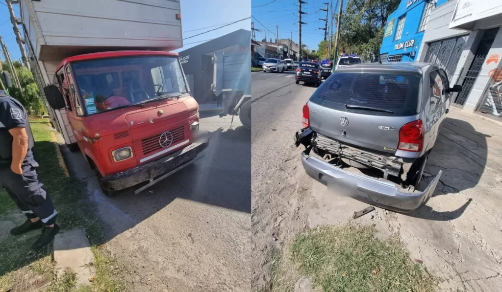 Camión chocó auto