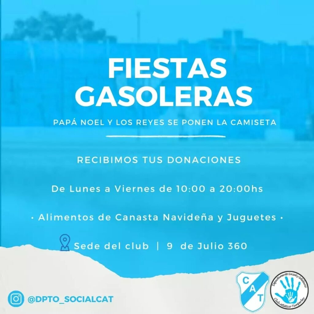 Espíritu solidario en el Club Atlético Temperley: Fiestas Gasoleras unen a Papá Noel y los Reyes Magos, que “se ponen la camiseta”