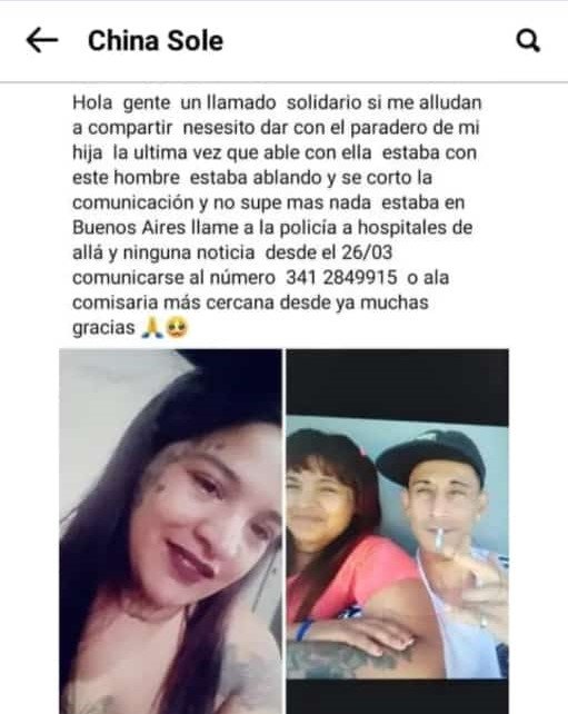 Desesperada búsqueda de una joven mujer conocida como la "China": hablaba por videollamada con su madre, se cortó y no supieron nada más de ella
