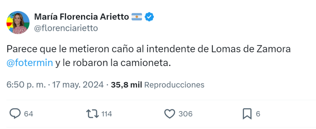 Fake News en Twitter: Desmienten que al Intendente de Lomas de Zamora le robaron su camioneta en un asalto armado