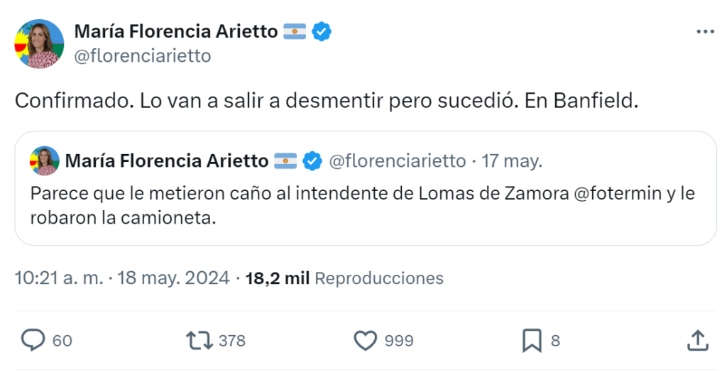 Fake News en Twitter: Desmienten que al Intendente de Lomas de Zamora le robaron su camioneta en un asalto armado