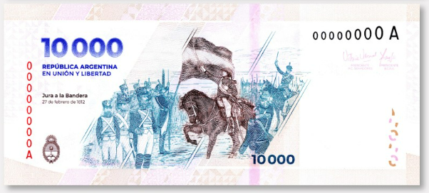 Nuevo billete de 10.000 pesos argentinos salió en circulación y lleva la imagen de dos figuras patrióticas