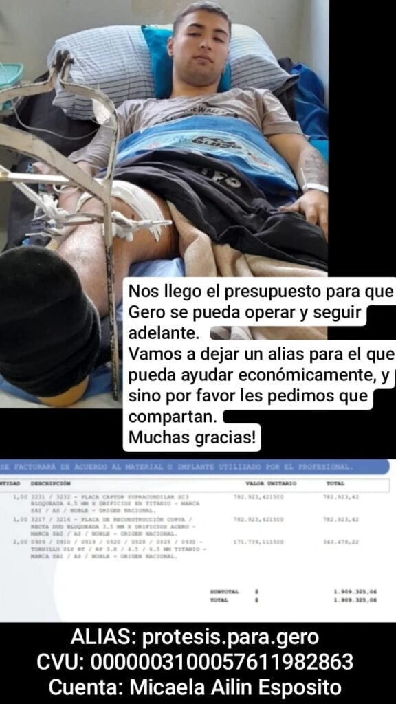 Lanzan una coleta para poder operar al joven delivery atropellado: Necesita casi dos millones de pesos para su prótesis