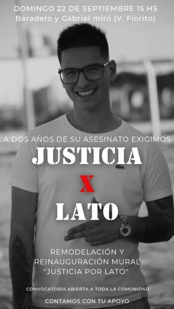 Homenaje a Lautaro "Lato" Leandro, a dos años de su asesinato, su familia y amigos exigen justicia 