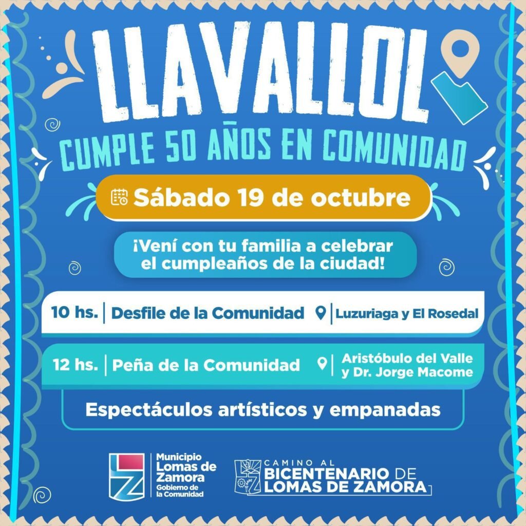 Llavallol celebrará este sábado su 50° aniversario con un evento especial para toda la familia