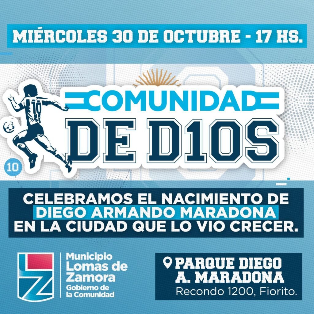 El Municipio de Lomas de Zamora lanzará Comunidad de D10S en homenaje al ex futbolista Diego Armando Maradona