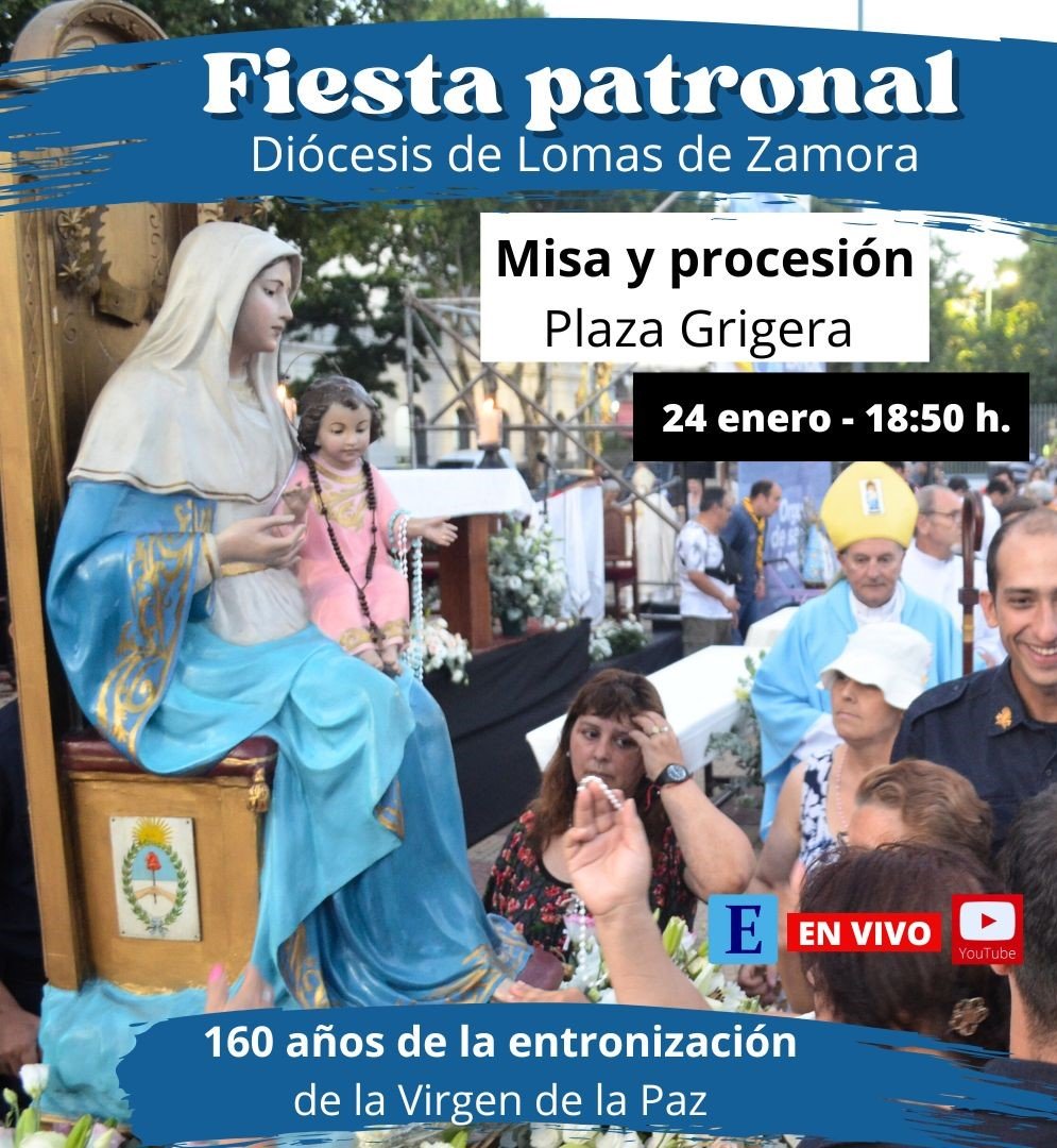 Lomas de Zamora celebra este viernes los 160 años de la entronización de Nuestra Señora de la Paz