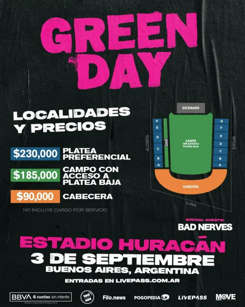 Green Day vuelve a Argentina: tocará en Huracán el 3 de septiembre con su gira “The Saviors Tour” y ya comienza la preventa de entradas