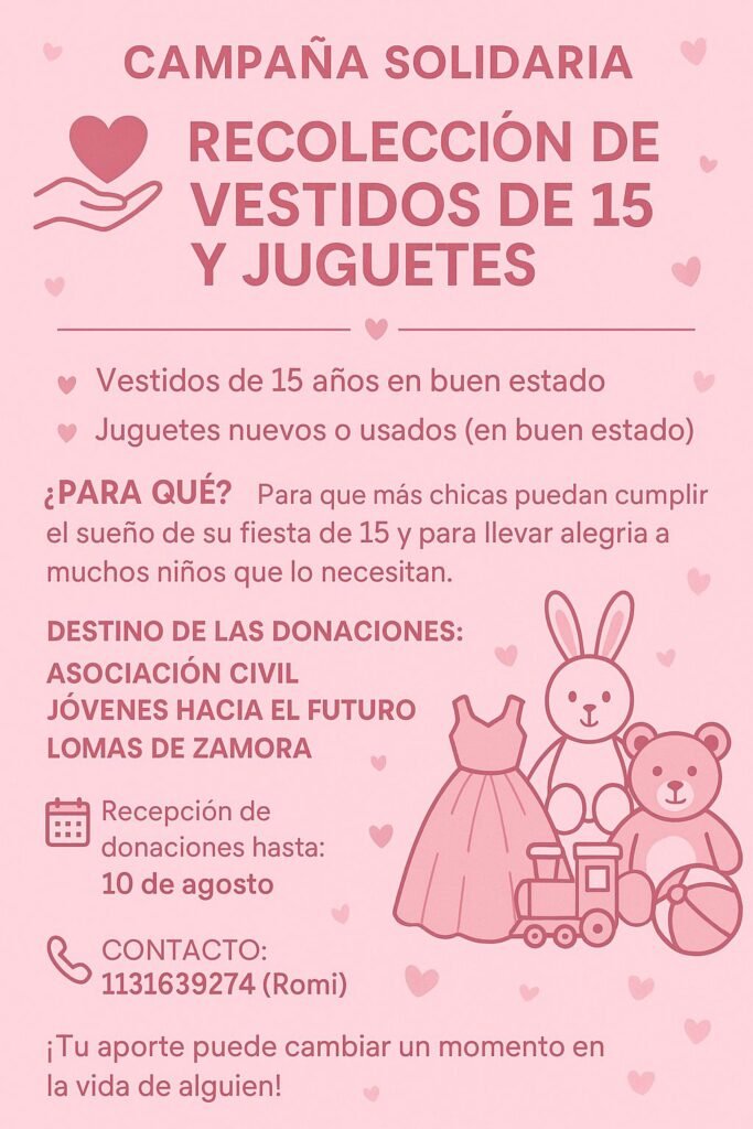 Relanzan una campaña solidaria para donar vestidos de 15 y juguetes: “Tu aporte puede cambiar un momento en la vida de alguien”