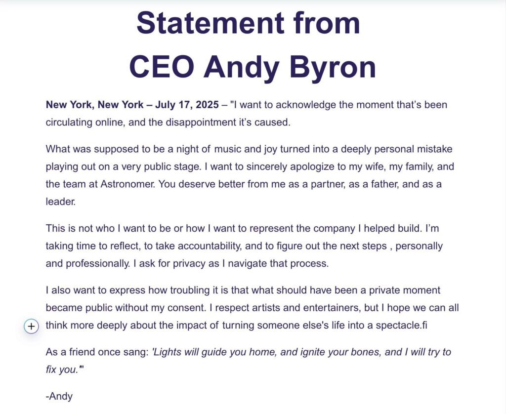 Quién es el CEO Andy Byron: el hombre envuelto en un escándalo tras el video viral en un concierto de Coldplay