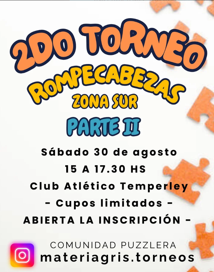 Llega el segundo torneo de rompecabezas a la zona sur: una propuesta lúdica inédita para todas las edades