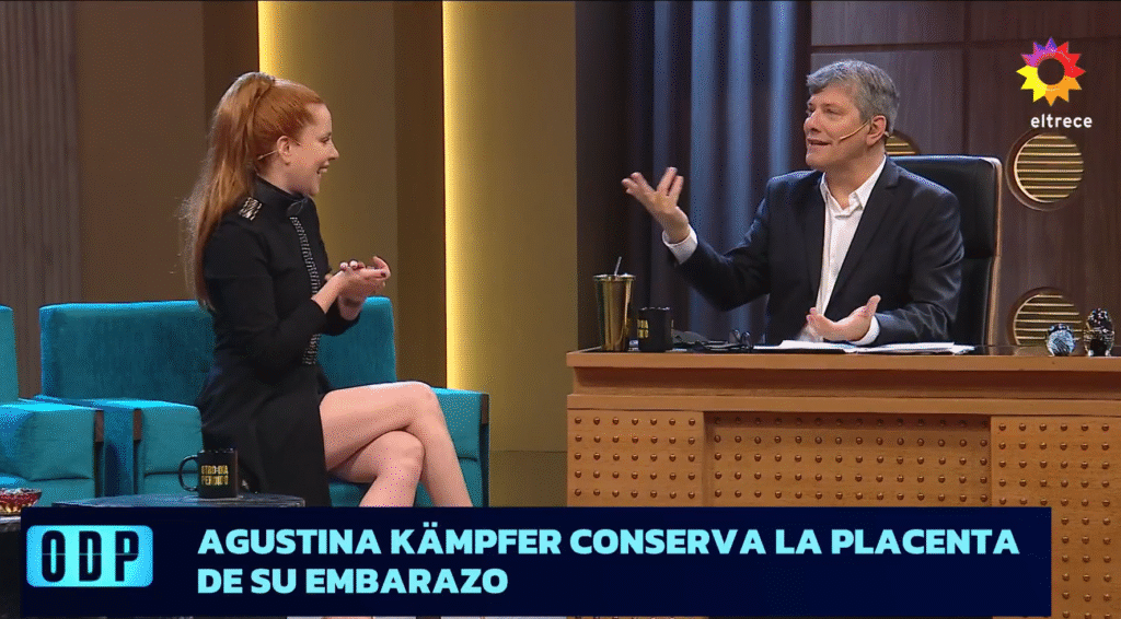 Un reto inusual al aire: Agustina Kämpfer convenció a Mario Pergolini de ingerir una cápsula de placenta