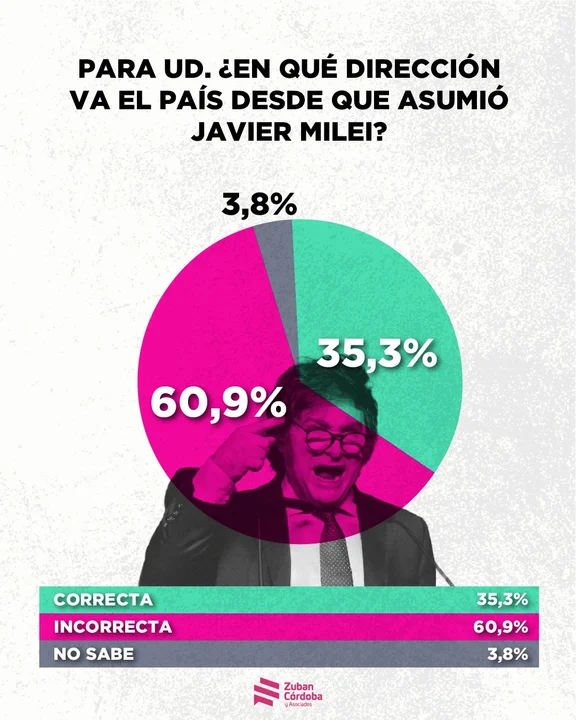 El gobierno de Javier Milei sufre un descenso considerable en su imagen pública, según una encuesta que revela un descontento ciudadano