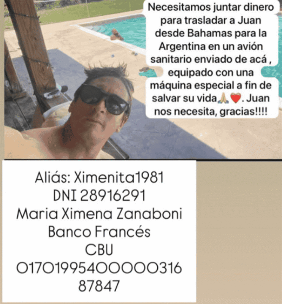 Joven oriundo de Temperley internado tras accidente practicando apnea en Bahamas: Lanzan colecta para trasladarlo a Miami