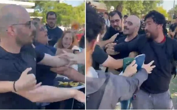 docente agrede a miliantes de LLA