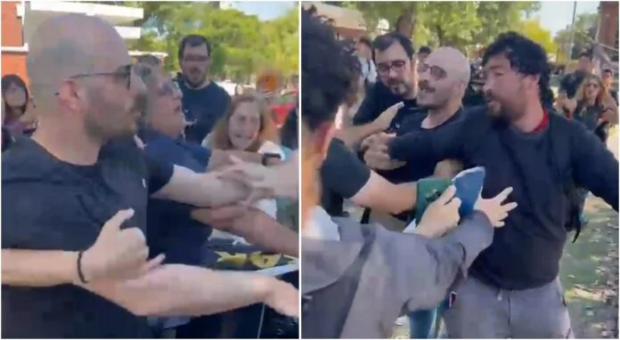 docente agrede a miliantes de LLA